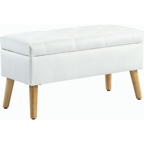 Gepolsterte Aufbewahrungsbank in Samtoptik 80 x 35 x 40 cm, Weiß MODENUIT (1/5)