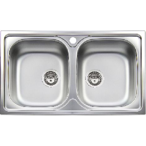 Lavello inox 86 cm da incasso a due bacinelle Cromato
