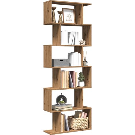 Librería divisora 6 niveles madera roble artisan 70x24x193 cm vidaXL (1/6)