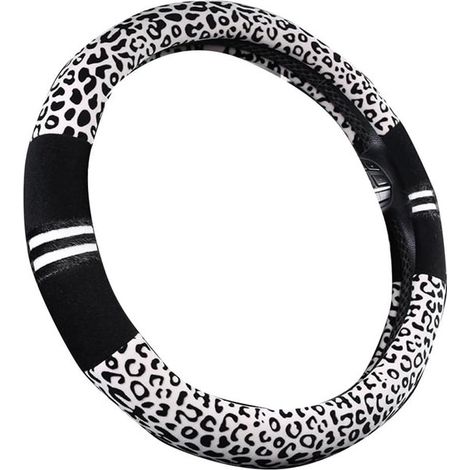 Funda suave para volante con estampado de leopardo,Funda calefactable para volante de coche,Funda de invierno para volante de mujer (1/5)