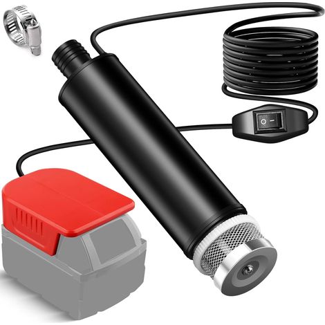 Minibomba de agua compatible con la batería Milwaukee M18, bomba sumergible portátil de 500 GPH con filtros de sedimentos (solo herramienta). (1/5)