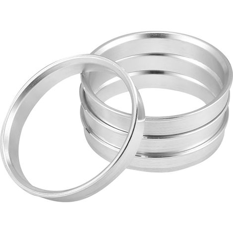 Silver Rim Centring Rings for Car Aluminium Outer diameter 60.1 mm, inner diameter 56.1 mm, thickness 10 mm, eliminates vibrations, perfect fit (1/5)