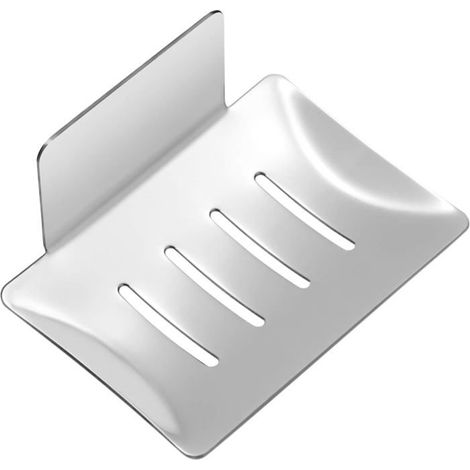 Porte Savon Mural Auto-Adhésif - Porte Savon INOX Salle de Bain -sans Perçage - pour Éponges Brosses Savon (Argenté) (1/4)