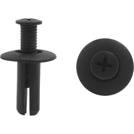 Mapa de abastecimiento: 20 remaches de plástico negro de 8 mm x 20 mm x 20 mm para guardabarros de coche. (1/3)