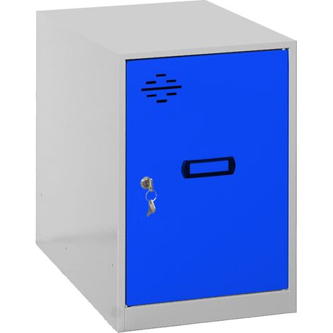 SimonRack Armadietto Spogliatoio Metallico Piccolo, 475x300x500 mm, Armadietto con Chiave, Grigio/Blu - Simonlocker