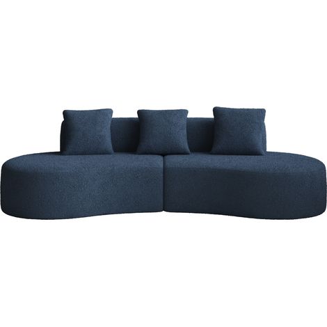 Divano angolare modulare da 3 posti curvo in velluto blu, 277 x 103 x 68 cm (1/5)