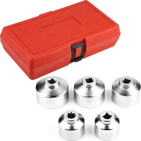 5-teiliges Ölfilterschlüssel-Set mit Steckschlüsseleinsätzen (24 mm, 27 mm, 32 mm, 36 mm, 38 mm) (1/5)