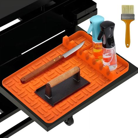 Tapis En Silicone Pour Ustensiles De Grill - 40 x 27 cm - 8 Emplacements - Résistant À La Chaleur - Antidérapant - Anti-débordement - 1 Pièce (1/5)