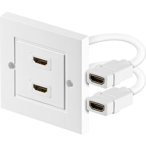 Placa pared doble toma HDMI  Blanco (1/4)