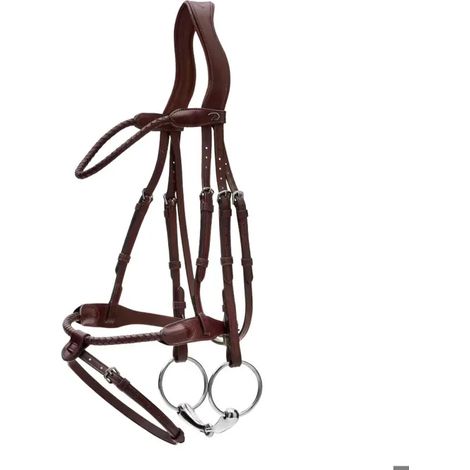 Brida dy'on braided noseband cuero trenzado marrón