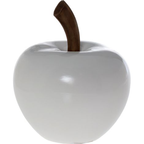 Figurine Pomme En Céramique Blanche °25X35 Cm (1/2)