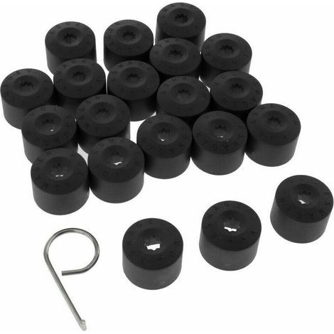 Cache Boulon Jante - 20 Pièces - Pour Volkswagen Golf - Fixation par Enfoncement - Noir (1/3)