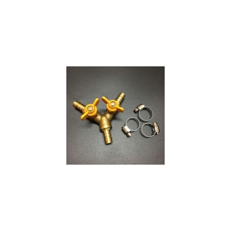 Robinet à tournant sphérique de Tuyau 3/8" raccord en Laiton en Forme de Y 2 Interrupteur connecteur à 3 Voies (pour Tuyau ID 10mm-11mm)-Crezuo