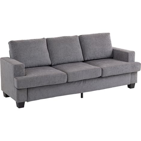 3-Sitzer-Sofa, grauer Stoffbezug, Stahlrahmen