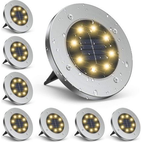 Set of 8 decorative, stainless steel, in-ground solar garden lights. - AquaForge (1/4)
