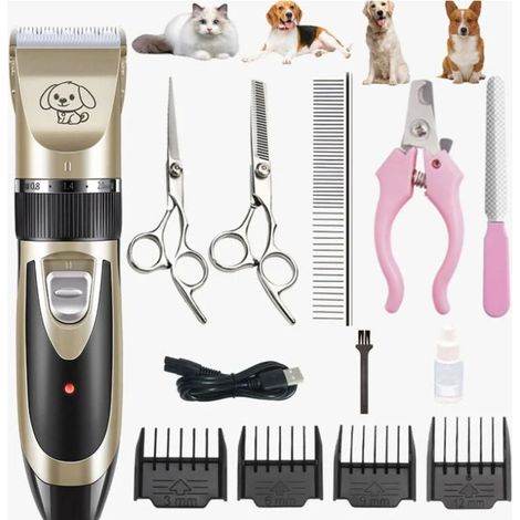 Rechargeable tondeuse professionnelle pour animaux de compagnie avec accessoires , amovibles et lavables , pour chiens, chats (1/5)