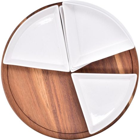 Ensemble de collations Acacia duka avec plateau tournant et 5 bols (1/4)