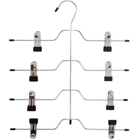 Cintre multiple à pince - JUANIO - 4 pinces - Lot de 12 - Métal antirouille - Revêtement antidérapant (1/3)