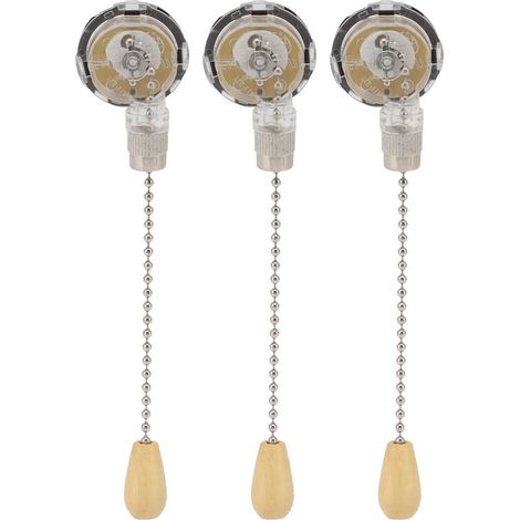 Interrupteur à tirette chromé de remplacement antirouille pour ventilateur de plafond (lot de 3), compatible 250 V et 125 V. (1/5)