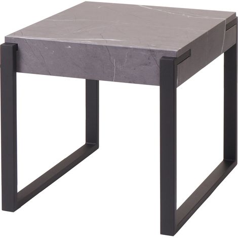 [NEUWERTIG] Beistelltisch HHG-997, Kaffeetisch Nachttisch Loungetisch Couchtisch, Metall 51x50x54cm Marmor-Optik grau