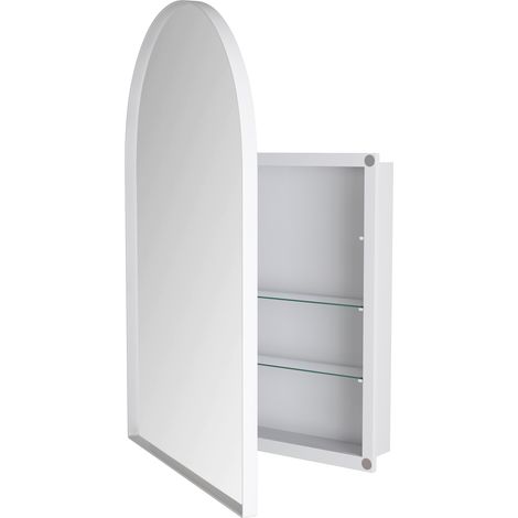 Armario Espejo de Pared con Marco Metálico y Estantes Ajustables, Blanco (1/5)