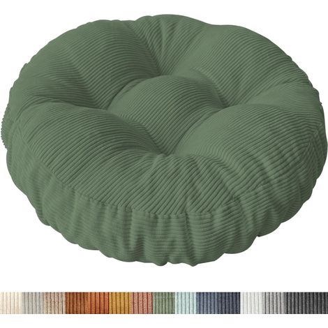 Coussin de chaise rond, 30 x 30 cm, antidérapant, lavable, confortable, en velours côtelé, épais, avec fermeture éclair, pour l'intérieur, la cuisine, le jardin, les chaises en bois (1/5)