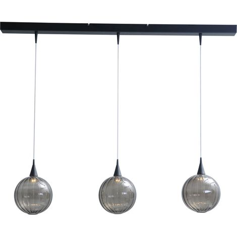 Lampe suspendue de table à manger noire Bocca avec 3 boules de verre blackline - 2141-05-05-100-3-DW