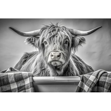 Tableau sur toile buffle au bain 65x97 cm - Impression sur Toile Murale Décorative - Image imprimée en HD sur Toile - Toile sur Châssis en Bois FSC - Fabriqué en France (1/5)