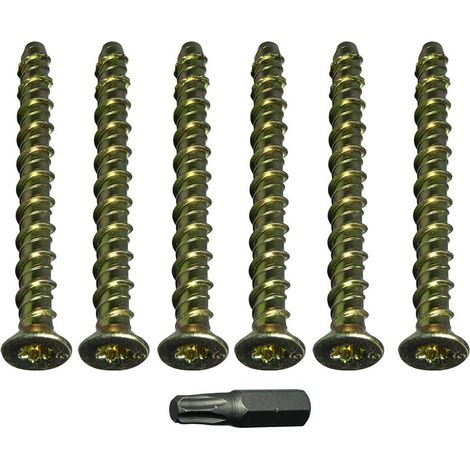 Lot de 12 boulons de maçonnerie à tête Torx auto-taraudeuse M6 150 mm + embout (1/2)