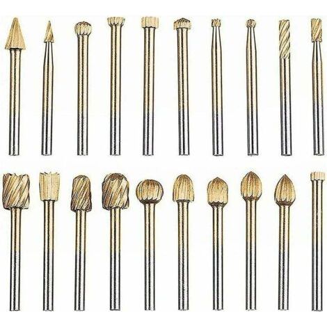 Ensemble de fraises rotatives avec tige de 1/8 (3 mm), tête en carbure de tungstène Hss ensemble de fraises rotatives outils rotatifs électriques pour le travail du bois, la sculpture, la gravure, la (1/4)