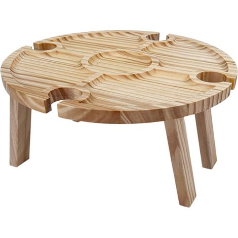 Table de pique-nique pliante d'extérieur en bois, mini table basse portable, légère et compacte pour le camping, les pique-niques et la plage, avec rangement intégré. (1/5)