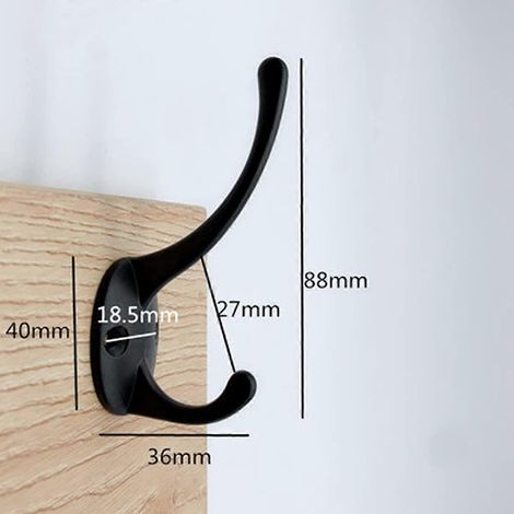 36 mm Wandgarderobe aus Zinklegierung mit zwei Wandhaken für Handtücher, Kleidung und Badaccessoires