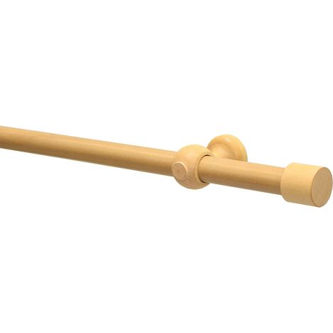 GARDINIA Set Bastone per Tende Shorty, 1 Corsia, Ø 25 mm, Shabby Chic, 160 cm, Faggio (1/3)