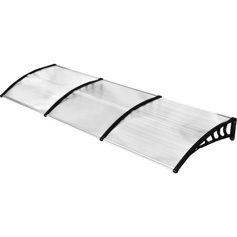 Vordach für Haustür Überdachung 90 x 295 cm, Pultbogenvordach mit UV-Schutz, Haustürdach Sonnenschutz aus Polycarbonat Regenschutz