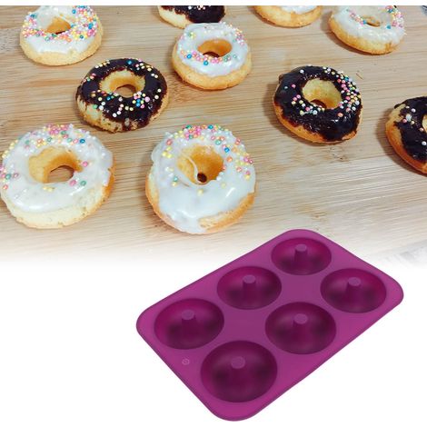 Moule à beignets en silicone à 6 cavités, compatible micro-ondes et congélateur (violet) (1/5)