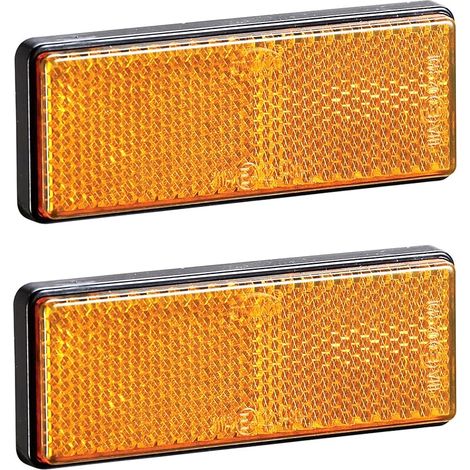 2pièces Catadioptres Remorque Orange Jaune avec E4,Camion Catadioptre Rectangulaire Caravane Réflector,Catadioptres Adhésif pour Poteaude Porte Véhicules(Rectangulaire-Catadioptres-2pièces