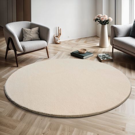 Relax tapis salon doux antidérapant lavable beige, 120 x 120 cm