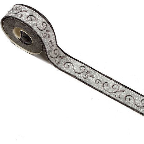 Frise adhésive classique baroque 3,5cm x 10m – Motif métallisé lavable – Bonne résistance à la lumière – BF834015 - MC-BF834015