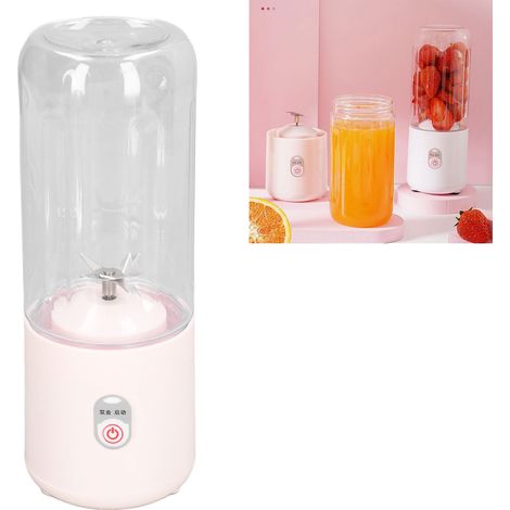 Minibatidora con 6 cuchillas, multifuncional, recargable por USB, para frutas, batidos y zumos, capacidad de 500 ml, color rosa, para el hogar y estudiantes. (1/5)