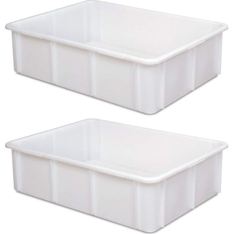 BRB 2 Schwerlastbehälter im Euroformat, LxBxH 800x600x220 mm, 80 Liter, weiß, Boden und Wände geschlossen