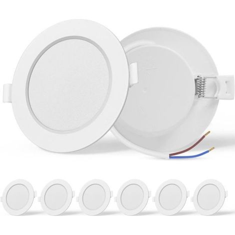 Spots encastrés au plafond, lot de 6 spots LED encastrés 9 W (équivalent 72 W) 4000 K Diamètre d'encastrement : 90-110 mm (1/5)