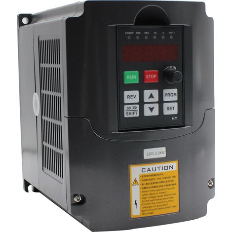 Variateur de Fréquence, 2.2KW 10A DC200-400V Entrée AC 3HP 0-220V Sortie, Convertisseur Inverseur de Moteur Solaire VFD, pour Contrôle de Vitesse de Moteur de Broche (1/5)