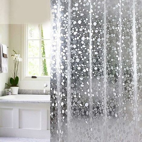 Badezimmervorhang, Duschvorhang, Badewannenvorhang, wasserdicht, schimmelresistent, antibakteriell, halbtransparent weiß – 180 x 200 cm (1/5)