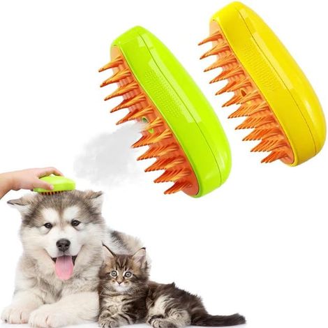 4-in-1 Multifunktions-Dampfbürste für Katzen und Hunde, 2er-Pack, entfernt verfilztes Fell und massiert. (1/5)