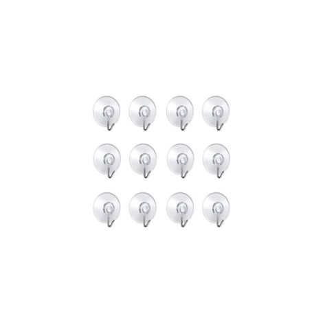 (12-teiliges Saugnapf-Set) 4 x 4,4 x 1,4 cm, Wandhaken mit Saugnäpfen, kleine Kunststoff-Saugnapf mit runden Haken für Bad und Küche – Crezuo (1/3)