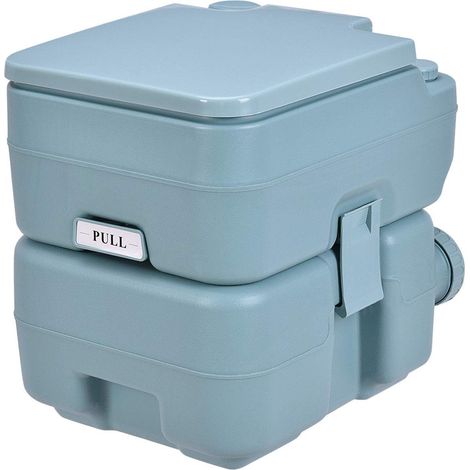 COSTWAY 20L Toilette Portatile, Toilette da Esterno per Campeggio Viaggio, con Serbatoio dell'Acqua di Scarico Estraibile, 36x42x43 cm, Verde