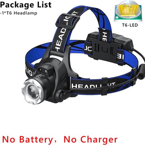 (E-T6-FR) Lampe frontale LED 20 000 lm XHP90, lampe torche avec zoom, capteur, batterie rechargeable 18650, idéale pour la pêche en extérieur. (1/5)
