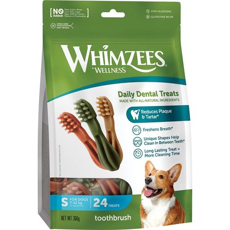 WHIMZEES Toothbrush S, Stix da Masticare Per l'igiene Dentale per Cani di Piccola Taglia (7-12kg), Ingredienti Naturali, Senza Cereali, 24 Pezzi, Taglia S (1/5)