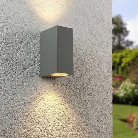 Applique Da Parete Interno Esterno Ip65 Porta Faretto Gu10 Es55g Grigio (1/3)