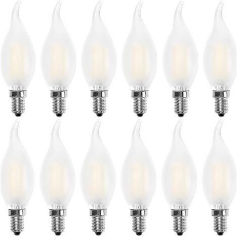 Ampoule LED E14 Flamme,Forme de Bougie,Blanc Chaud 2700K,4W Equivalence Incandescence 40W,400lm, Lot de 12 (1/5)